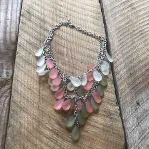 Olive, Blush, and white teardrop Layer Necklace